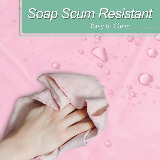 Mrs Awesome Clear Pink Shower Curtain Liner with 3 Magnets, 72x72 Premium Flexible Sturdy Plastic Shower Curtain for Bathroom Lightweight & Waterproof, Clear Pink - ModernBath