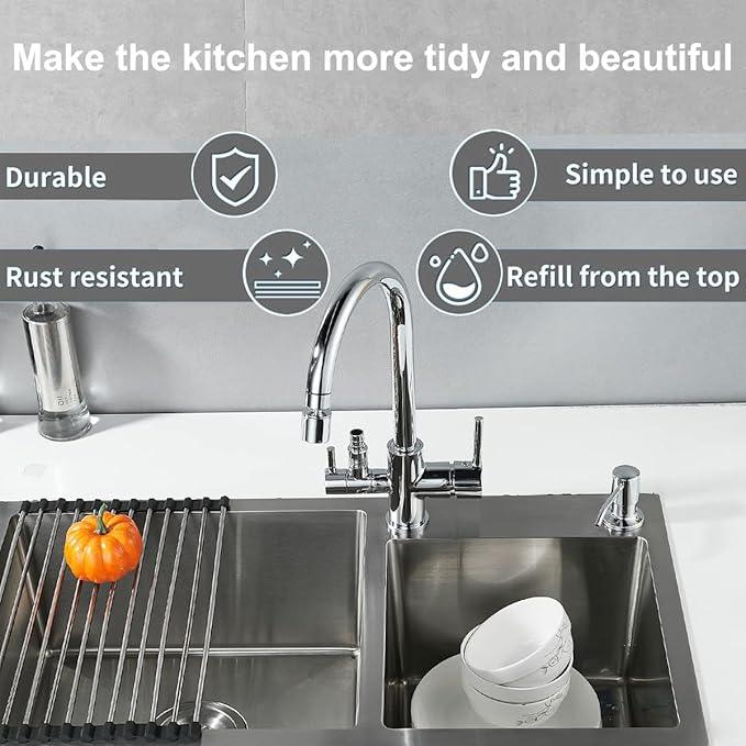 Soap Dispenser for Kitchen Sink,Stainless Steel Countertop Dish Soap Dispenser Pump with 47" Extension Tube - ModernBath