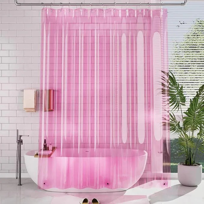 AmazerBath Extra Long Shower Curtain Liner, Clear Pink Shower Liner 84 Inches Long, 72x84 Plastic Shower Curtain Liners, Cute Tall Shower Liner, PEVA Bathroom Shower Curtain Liners & 3 Magnets - ModernBath