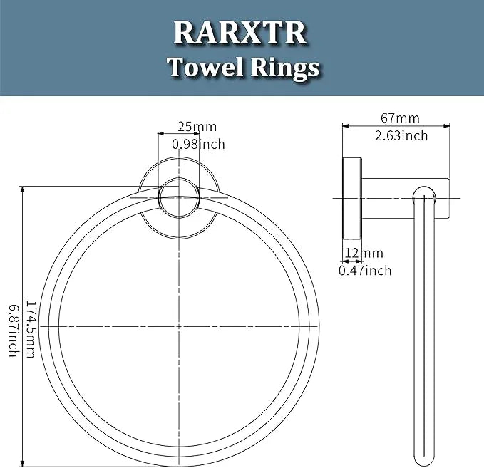 Matte Black Towel Ring, Hand Towel Holder for Bathroom Kitchen Modern Rounded Base Wall Mount SUS304 Stainless Steel - ModernBath