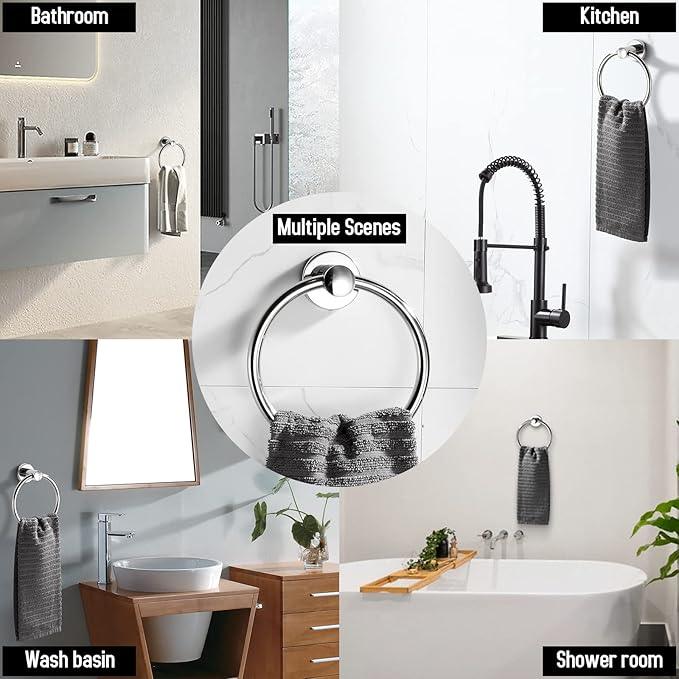 BGL Towel Ring for Bathroom, 2 Pack Stainless Steel 304 Polished Chrome Plated Wall Mount Towel Holders - ModernBath