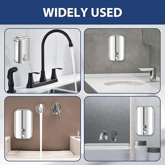 1000ml Commercial Soap Dispenser Wall Mount, Stainless Steel Hand Soap Dispenser for Bathrooms, Refillable Hand Sanitizer Dispenser for Home, Hotels, Restaurants, Hospitals (Silver) - ModernBath