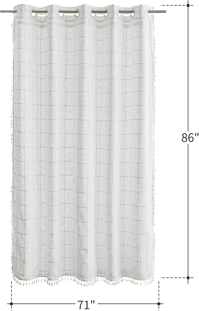 River Dream Farmhouse Shower Curtain with Snap-in Liner, No Hooks Needed,with Magnets,with Tassels,Water Repellent&Machine Washable,71x86Inch - ModernBath