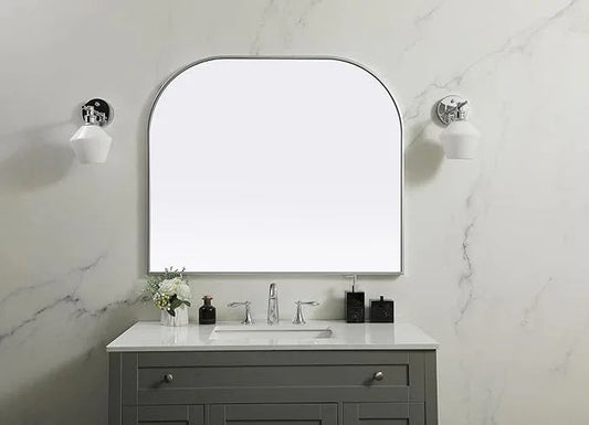 Illuminate, Metal Frame Arch Mirror 40X34 Inch in, Modern, Silver - ModernBath