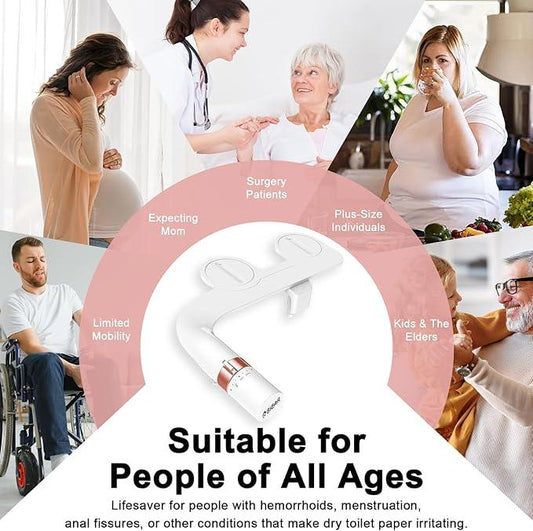 Bidet Attachment For Toilet, Ultra-Slim Dual Nozzle Bidet Toilet Seat, Non-Electric Bidets for Toilets, Adjustable Water Pressure, Feminine/Rear Wash for Women Men (Rose Gold) - ModernBath