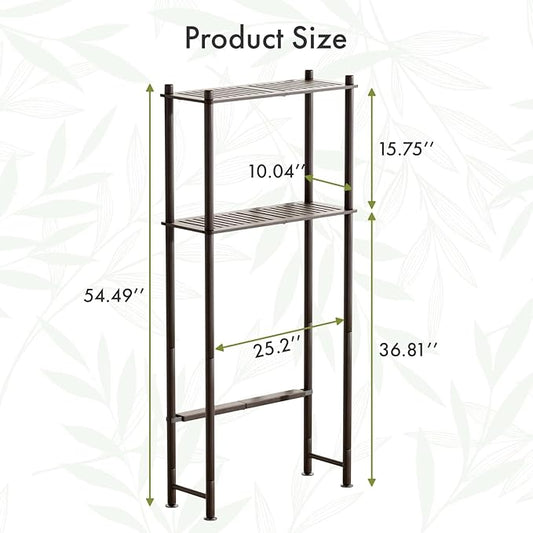 AmazerBath Bamboo Over The Toilet Storage Shelf, 2-Tier Over Toilet Bathroom Organizer Rack, Bathroom Shelves Over Toilet Space Saver, Espresso