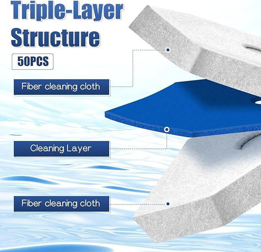 Yuanan 50 PCS Disposable Toilet Brush Refills, Toilet Wand Cleaner Toilets Bowl Wand Refills High-Density Fresh Scent and Powerful Cleaning Effect for Bathroom Cleaning Compatible Heads - ModernBath