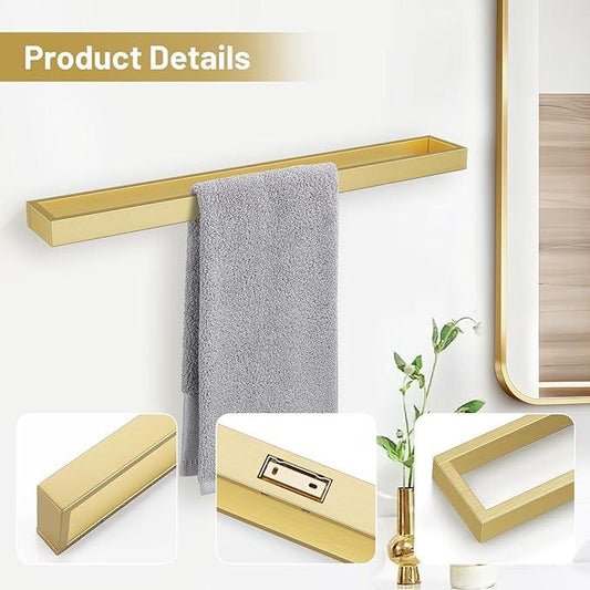 TNOMS Single Towel Bar Towel Holder Bathroom Hardware Accessories,Stainless Steel Wall-Mounted Towel Rack Towel Rail,24 Inches Brushed Gold - ModernBath