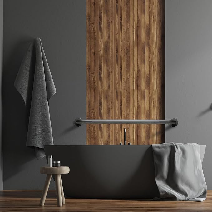 Rackickyer Shower Grab Bar, 2 Pack 16 Inch Gray Bathroom Grab Bar, 1.25" Diameter 304 Stainless Steel Anti-Slip Grab Bars for Bathtubs and Showers, Handicap Shower Grab Bar for Seniors Elderly