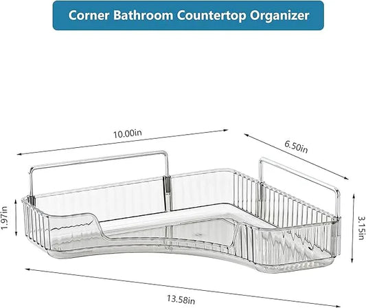 INVSSENE Corner Bathroom Countertop Organizer, Vanity Organizer Trays for Counter, Makeup Organizers, Perfume Tray, Skincare Shelf Storage Gifts for Women Girl Student (Smoky Gray 1 Tier) - ModernBath