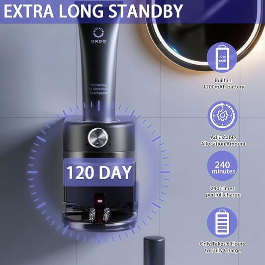 Toothpaste Squeezer, Bathroom Wall Mounted Electric Toothpaste Dispenser with Adjustable Toothpaste Dispensing Amount, Automatic Toothpaste Dispenser for Adults and Kids (Black)