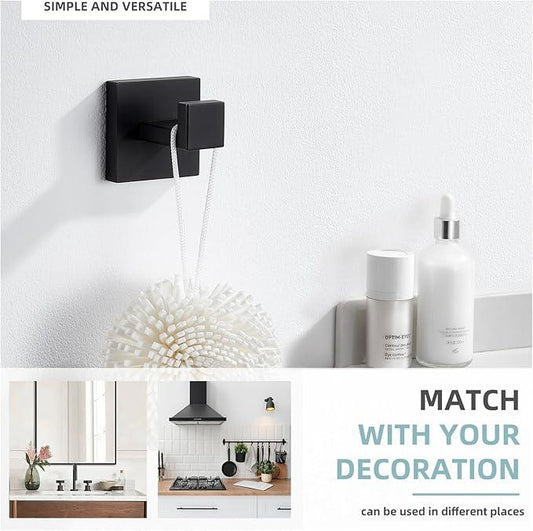 Angle Simple Towel Hook Matte Black, SUS 304 Stainless Steel Coat Robe Hook, Bathroom Hand Towel Hanger for Wall - ModernBath