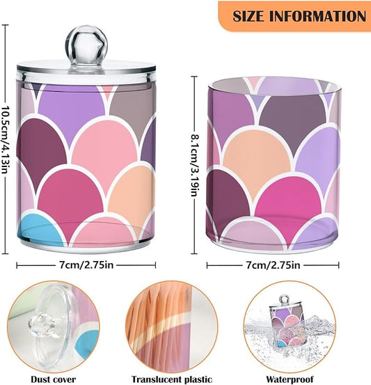 Tatenale Qtip Holder Bathroom Set Q tip Cotton Ball Swab Pad Dispenser Container Organizer Plastic Jars with Lids Storage 2Pack Abstract Geometric Shape