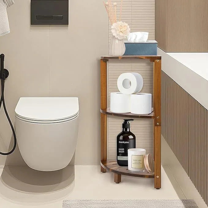 IBosins Corner Shower Caddy Standing 3-Tier Bathroom Shower Shelf for Inside Shower Natural Acacia Wood Organizer & Storage for Bedroom Living Room Kitchen - ModernBath