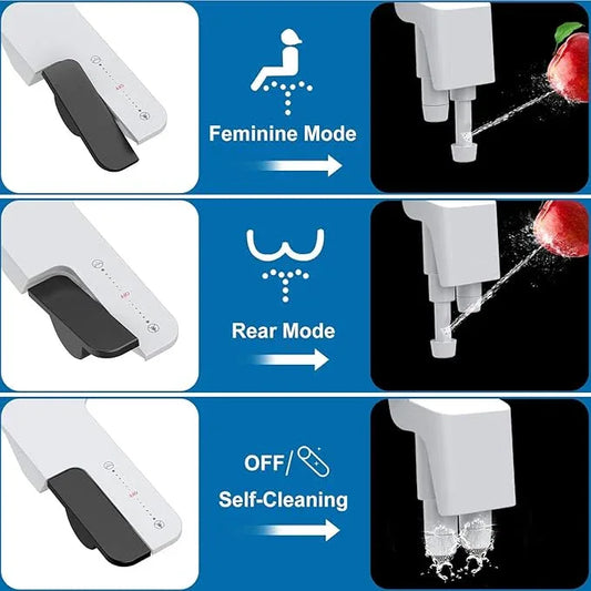 Bidet Attachment for Toilet, Toilet Bidet with Dual Self-Cleaning Nozzles, Rear and Feminine Wash, Adjustable Spray Pressure, Easy Installation, Hygienic Bathroom Accessory, Black - ModernBath
