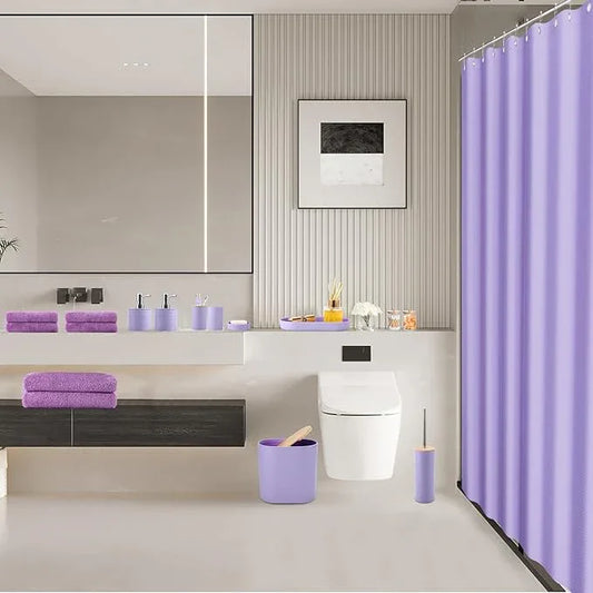 XLHOMO Purple Bathroom Set, Purple Bathroom Accessories Set with Shower Curtain, Bath Towel Set, Trash Can, 2PCS Soap Dispensers, Soap Dish, Toothbrush Holder and Cup,Toilet Brush for Bathroom Decor - ModernBath