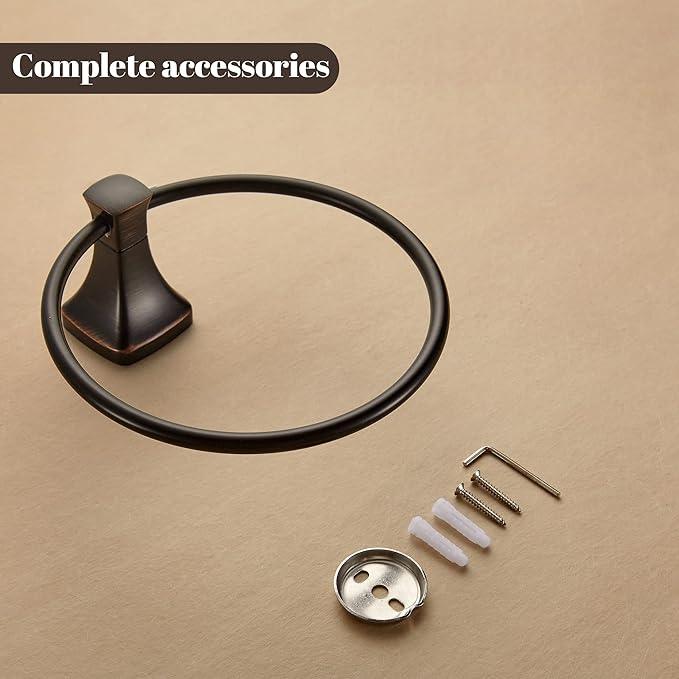 KOCUUY Oil Rubbed Bronze Towel Ring, Bathroom Bronze Towel Holder, Bath Hand Towel Holder Wall Mounted Antique Farmhouse Rustic ORB - ModernBath