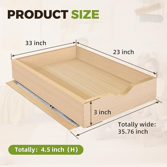 Pull Out Drawers for Cabinet Wood 33" W x 23" D x 4.5" H Slide Out Organizer and Storage Kitchen Cabinet Drawers Slide Out Shelves Pull Out Shelves in Kitchen Pantry Bathroom with Soft Close