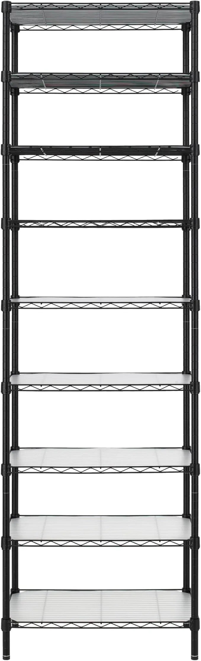 Finnhomy 9-Tier Wire Shelving Unit Adjustable Steel Wire Rack Shelving, 81 Inches Height 9 Shelves Metal Storage Rack, Pantry Shelves for Storage with PE mat, NSF Certified, Black - ModernBath