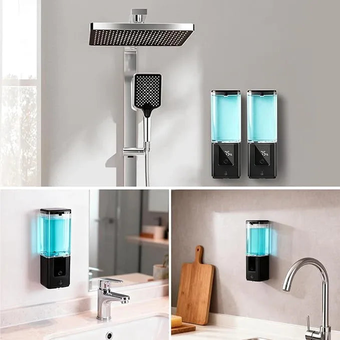 LAOPAO Automatic Soap Dispenser Wall Mount Rechargeable Liquid Soap Pump for Kitchen, Touchless Soap Dispenser for Dish/Hand/Shower Soap, Home & Commercial, 540ml, Black - ModernBath