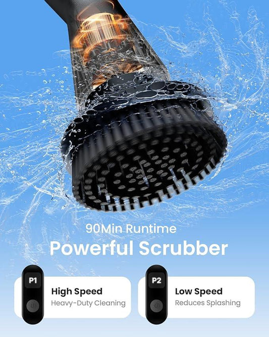 Leebein Electric Spin Scrubber, 2025 New Cordless Cleaning Brush Bathroom Scrubber, IPX7 Waterproof Shower Scrubber with 7 Brush Heads, Extendable Long Handle and 2 Speeds Scrubber for Bathtub Floor - ModernBath
