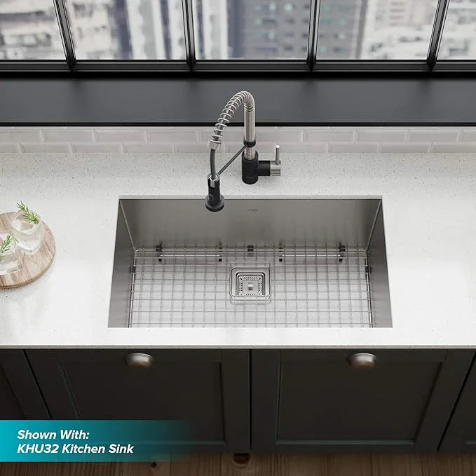 KRAUS Bolden Commercial Style 2-Function Single Handle Pull Down Kitchen Faucet in Stainless Steel/Matte Black, KPF-1610SSMB (Pack of 1) - ModernBath