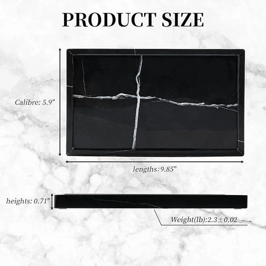 Amauto Natural Marble Vanity Tray Genuine Stone Storage Perfumes Tray Real Luxurious for Home Decor Bathroom/Vanity/Dresser Non-Resin/Non-Ceramic (Black) - ModernBath