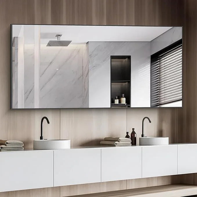 COFENY 36x72inch Bathroom Mirror, Black Rectangle Mirror with Thin Metal Frame, Large Rectangular Wall Mirrors for Bathroom, Living Roomm, Hair Salon, Big Farmehouse Mirror Hang Horizontal/Vertical - ModernBath