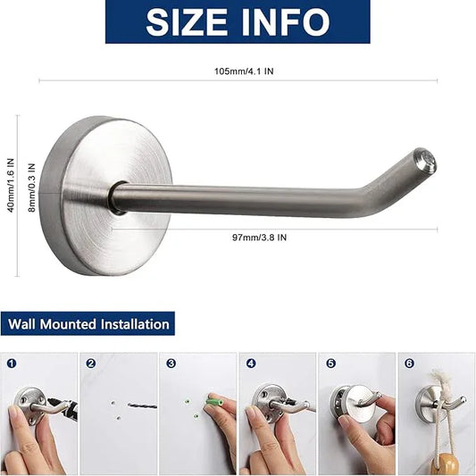 NearMoon Coat Hooks, Wall Mount Hooks for Hanging Hat Hurse Robe, 304 Stainless Steel Heavy Duty Towel Hangers for Bathroom Livingroom Hotel Kitchen Garage, 6 Pack (4 Inch, Brushed Nickel) - ModernBath