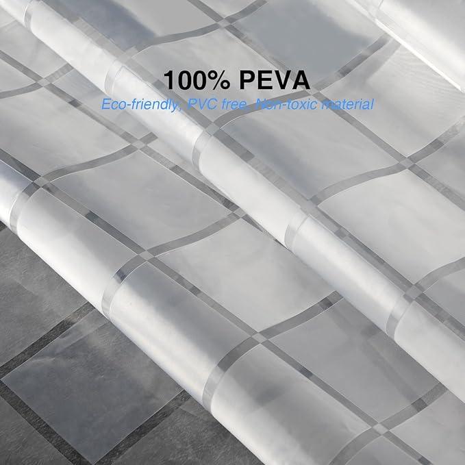 WELTRXE EVA Shower Curtain Liner 72x72 Inch 8G Heavy Duty Clear Shower Liner with Design, Plastic Shower Curtains for Bathroom Bathtub, Shower Stall, 3D Frosted Square Pattern, 3 Magnets - ModernBath