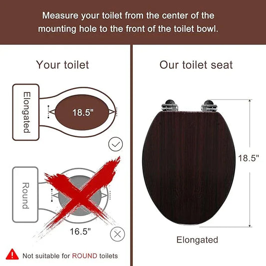 Elongated Toilet Seat Molded Wood Toilet Seat with Quietly Close and Quick Release Hinges, Easy to Install also Easy to Clean by Angol Shiold (Elongated, Dark Brown) - ModernBath