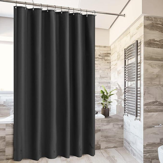 Barossa Design Black Shower Curtain Liner with 6 Magnets - Waterproof Heavy Duty PEVA Shower Liner for Bathroom, 72" x 72" Standard Size, PVC Free, Metal Grommets - Black, 72x72 - ModernBath