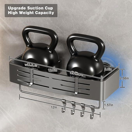Voldra Shower Caddy Suction Cup, 3 Pack Shower Shelves for Inside Shower No Drilling, Aluminum Suction Showers Organizer with Towel Bar & Hooks Removable Bathroom Shelf Storage Rack(Gray) - ModernBath