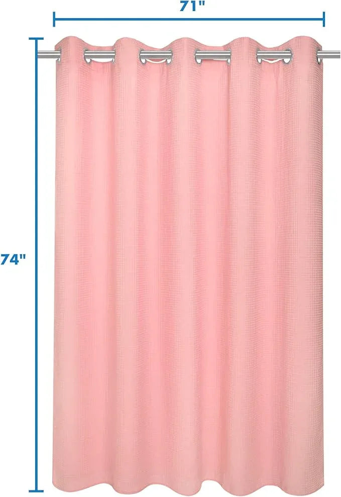 River Dream Hotel Grade No Hooks Needed Shower Curtain with Snap in Liner,Water Repellent, Machine Washable (Pink, 71"x74"(W/Liner)) - ModernBath