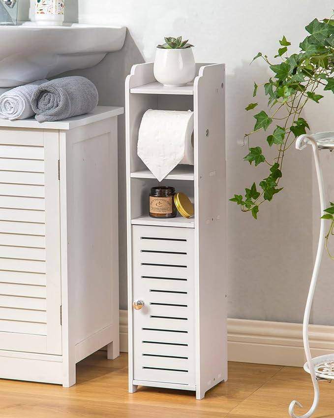 AOJEZOR Toilet Paper Holder Stand: Small Bathroom Storage Cabinet for Small Spaces - ModernBath