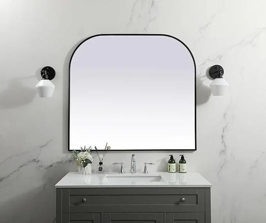 Illuminate, Metal Frame Arch Mirror 42X38 Inch in, Modern, Black - ModernBath