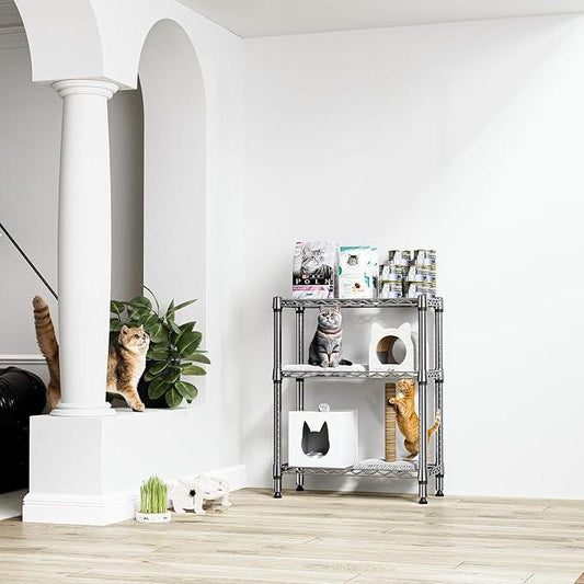M MZG 750 lbs 3 Tier Shelf Metal Storage Shelves Wire Rack Closet Organizers for Garage Kitchen Bathroom Laundry Chrome 11.8" D x 25.6" W x 31.5" H - ModernBath