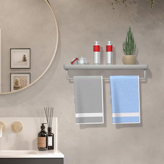 Glass Floating Shelves for Wall, Brushed Nickel 20 Inch Tempered Glass Rectangular 1 Tier Organizer Shelf for Bathroom - ModernBath
