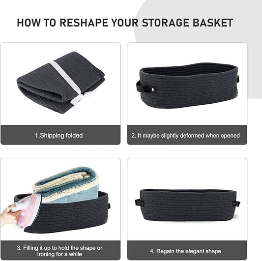 Bathroom Basket Organizer Cotton Rope Woven Toilet Paper Basket 13x6x4 inch Decorative Toilet Tank Tray for Bathroom C