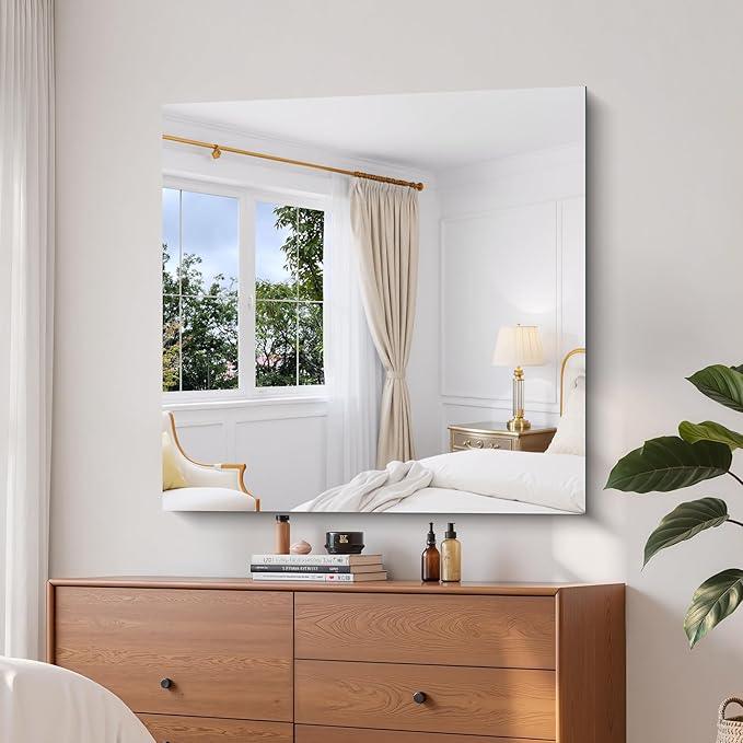 KOCUUY Large Frameless Mirror,36x36 Inch Square Bathroom Vanity Mirror for Over Sink, Upgraded Shatterproof Unframed Design for Bedroom, Living Room, Entryway - ModernBath