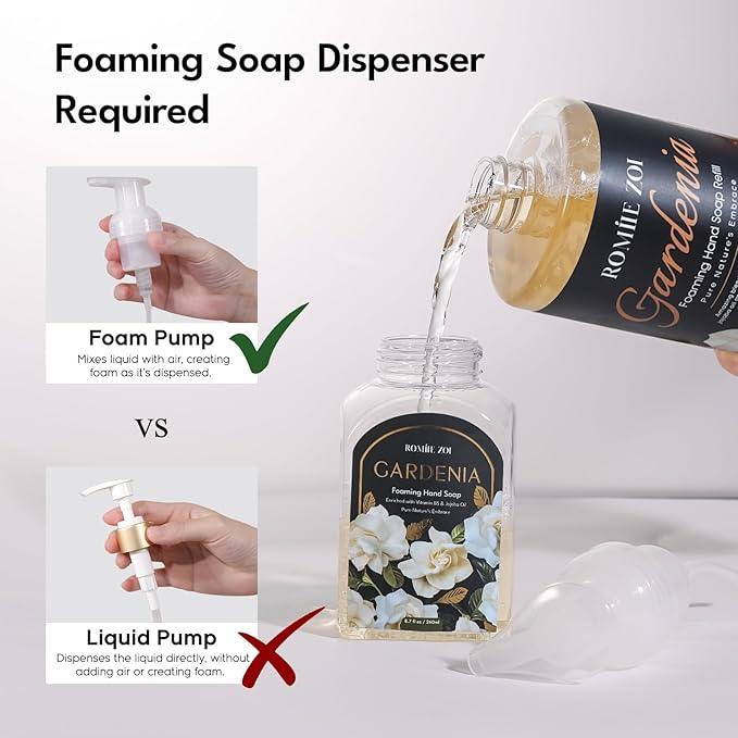 ROMIIE ZOI Hand Soap Refills Foaming, Gardenia Scent Natural Plant Moisturizing Foam Soap Refills with Dispenser 1 L/ 33.8 FL OZ(Pack of 3) - ModernBath