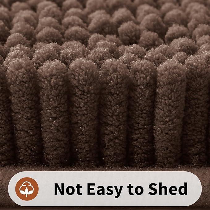 Yimobra Toilet Rugs U Shaped Washable - 24"x20" Non Slip Plush Contour Bath Rugs for Toilet - Super Soft Absorbent Quick Dry Toilet Mats for Bathroom,Brown - ModernBath