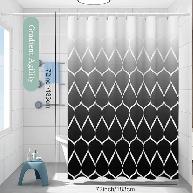 TIKABC Shower Curtain Liner, 4G PEVA Shower Liner, Plastic Waterproof Shower Curtains, with Grommet Holes and 3 Magnetic Weights(Gradient Black Gird) - ModernBath