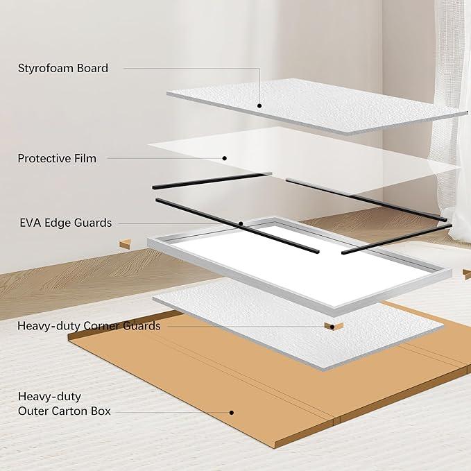 CIVENO 42x30 Silver Bathroom Mirror, Brushed Silver Rectangular Mirror for Wall, 0.6" Thickened Deep Frame Mirrors for Bathroom Sink, Shatterproof Tempered Glass, Antirust, Horizontally or Vertically - ModernBath
