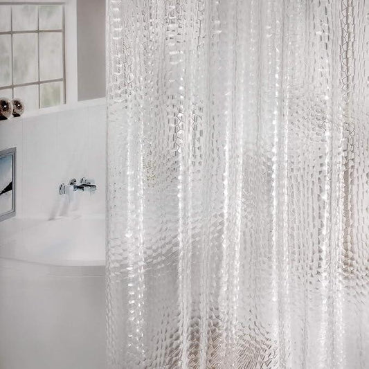 WELTRXE Extra Long Shower Curtain Liner with Magnets, 72 x 84 Inch Waterproof 3D Water Cube Clear Bathroom Shower Curtains, No Chemical Smell, Heavy Duty, Extra Long for Shower Stall, Bathtubs - ModernBath