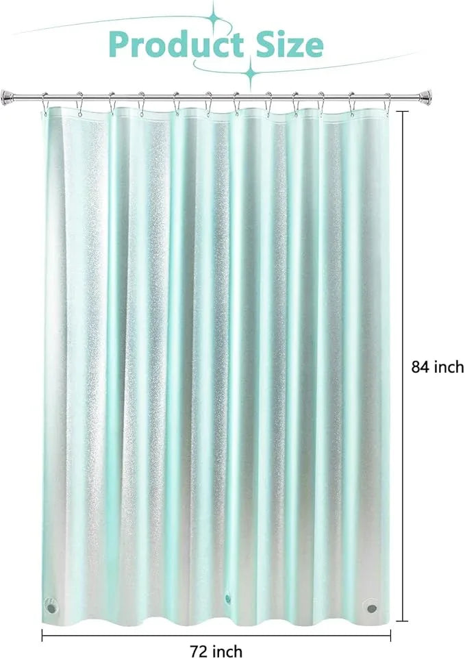 Seenus Waterproof Plastic Teal Glitter Shower Curtain Extra Long 72 x 84 Inch, Sparkle PEVA Shower Curtain Liner with 3 Large Magnets, Aqua Green Blingbling Tall Bathroom Decor Shower Curtain - ModernBath