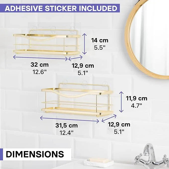 KINCMAX Shower Caddy Organizer - Self Adhesive Wall Shower Shelf - Stainless Steel Bath Shampoo Holder and Storage Rack - ModernBath