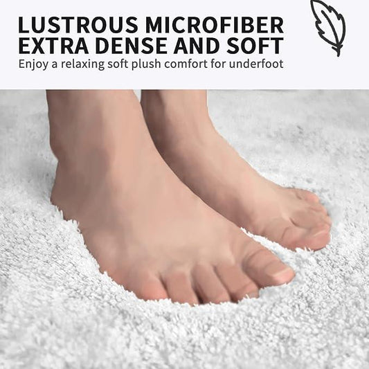 FIFU Bathroom Rugs 17" W x 24" L, Bath Mat for Bathroom, Bedroom, Laundry Room & Kitchen, Non-Slip Rubber Latex Backing, Extra Soft and Absorbent Microfiber Carpet, Machine Washable Rug, White - ModernBath