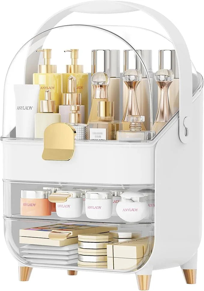 Makeup Organizer Countertop, Skincare Holder Bathroom Counter Organizer, Storage Box Cosmetic Display Cases, Teen Girl Gifts Make up Organizers for Vanity, Dresser (Rose Gold) - ModernBath