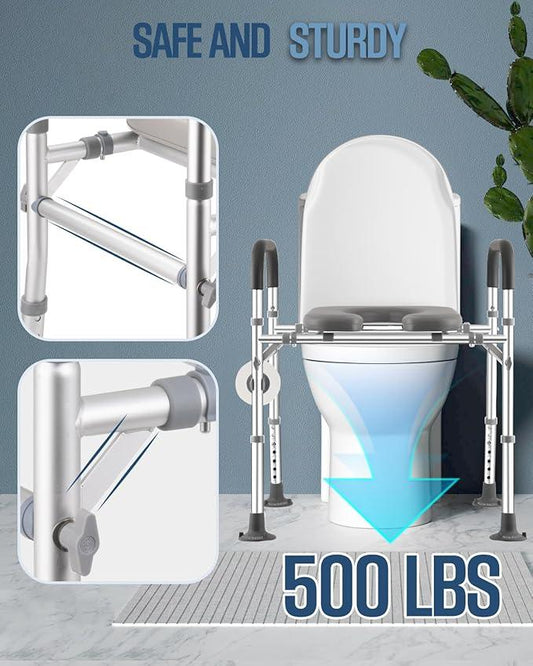 Toilet Seat Riser with Handles, 500lb Raised Toilet Seat, Adjustable Height & Width, Handicap Raised Toilet Chair for Seniors, Fit Any Toilet - ModernBath